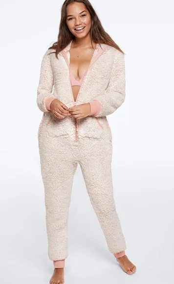 Victoria's Secret PINK Sherpa Hooded Onsie - Picture 1 of 10